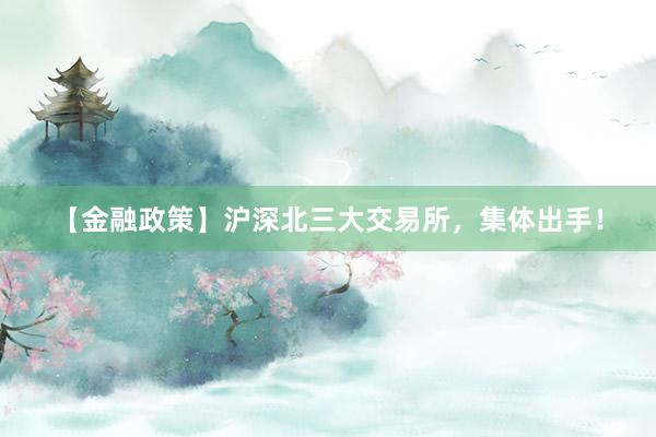 【金融政策】沪深北三大交易所，集体出手！