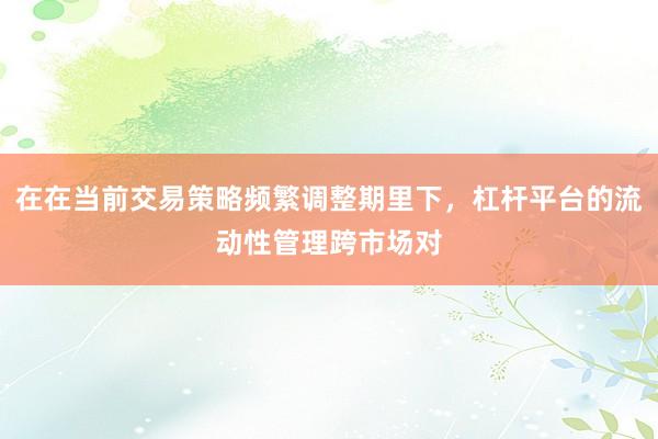 在在当前交易策略频繁调整期里下，杠杆平台的流动性管理跨市场对